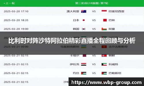 比利时对阵沙特阿拉伯精彩直播全程回顾与分析